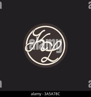 Initial letter KL monogram logo with simple and creative cirle line design ideas vector graphic Stock Vector