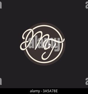 Initial letter MT monogram logo with simple and creative cirle line design ideas vector graphic Stock Vector