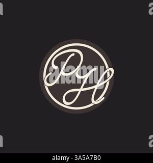 Initial letter PH monogram logo with simple and creative cirle line design ideas vector graphic Stock Vector