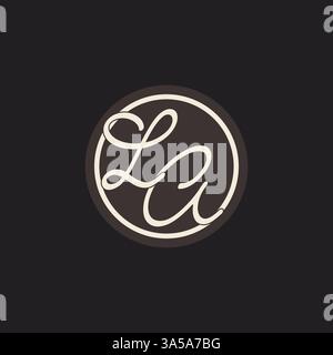 Initial letter LA monogram logo with simple and creative cirle line design ideas vector graphic Stock Vector
