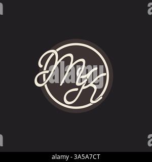 Initial letter MK monogram logo with simple and creative cirle line design ideas vector graphic Stock Vector