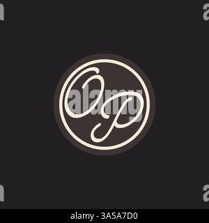 Initial letter OP monogram logo with simple and creative cirle line design ideas vector graphic Stock Vector