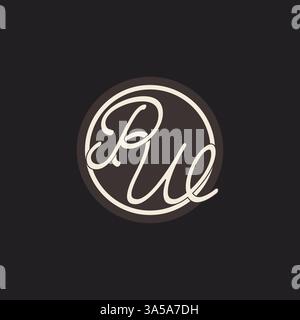 Initial letter PW monogram logo with simple and creative cirle line design ideas vector graphic Stock Vector