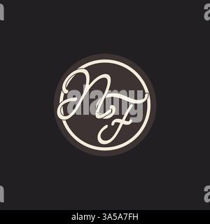 Initial letter NF monogram logo with simple and creative cirle line design ideas vector graphic Stock Vector