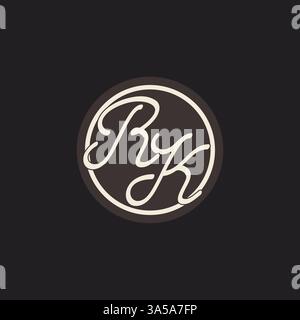 Initial letter RK monogram logo with simple and creative cirle line design ideas vector graphic Stock Vector