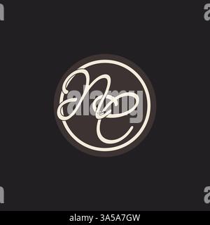 Initial letter NC monogram logo with simple and creative cirle line design ideas vector graphic Stock Vector