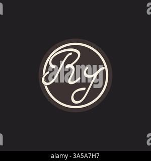 Initial letter RI monogram logo with simple and creative cirle line design ideas vector graphic Stock Vector