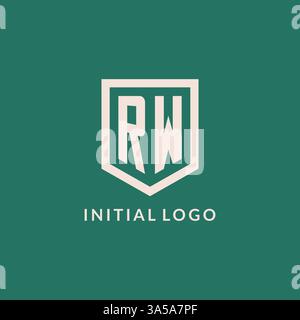RW initial logo monogram shield geometric shape design vector graphic Stock Vector