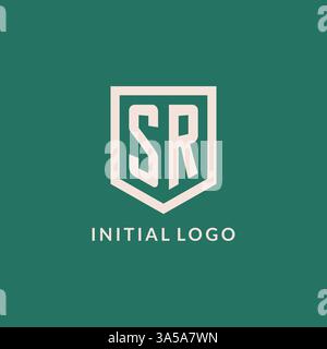 SR initial logo monogram shield geometric shape design vector graphic Stock Vector
