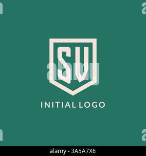 SV initial logo monogram shield geometric shape design vector graphic Stock Vector