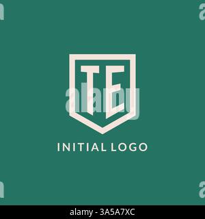 TE initial logo monogram shield geometric shape design vector graphic Stock Vector