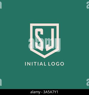 SJ initial logo monogram shield geometric shape design vector graphic Stock Vector