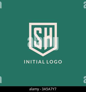 SH initial logo monogram shield geometric shape design vector graphic Stock Vector