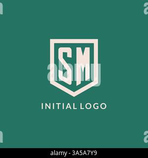 SM initial logo monogram shield geometric shape design vector graphic Stock Vector