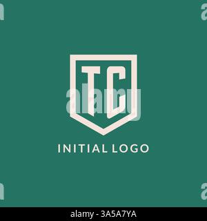TC initial logo monogram shield geometric shape design vector graphic Stock Vector