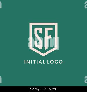 SF initial logo monogram shield geometric shape design vector graphic Stock Vector