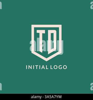 TD initial logo monogram shield geometric shape design vector graphic Stock Vector
