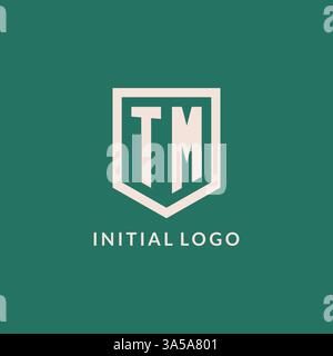 TM initial logo monogram shield geometric shape design vector graphic Stock Vector