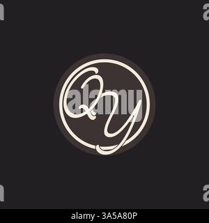 Initial letter QY monogram logo with simple and creative cirle line design ideas vector graphic Stock Vector