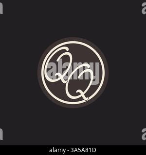 Initial letter QQ monogram logo with simple and creative cirle line design ideas vector graphic Stock Vector