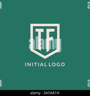 TF initial logo monogram shield geometric shape design vector graphic Stock Vector
