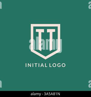 TT initial logo monogram shield geometric shape design vector graphic Stock Vector