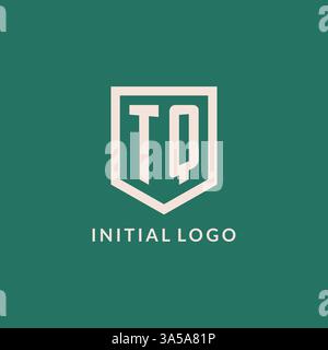 TQ initial logo monogram shield geometric shape design vector graphic Stock Vector