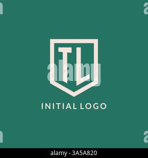 TL initial logo monogram shield geometric shape design vector graphic Stock Vector
