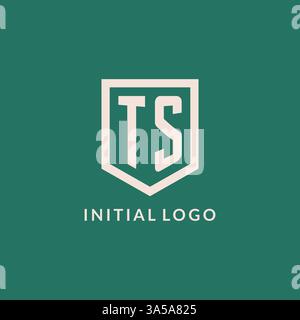 TS initial logo monogram shield geometric shape design vector graphic Stock Vector