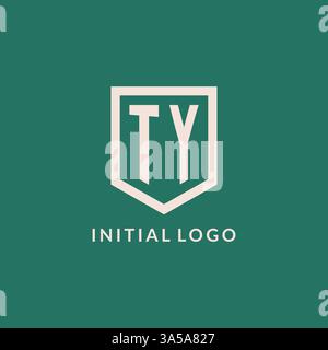 TY initial logo monogram shield geometric shape design vector graphic Stock Vector