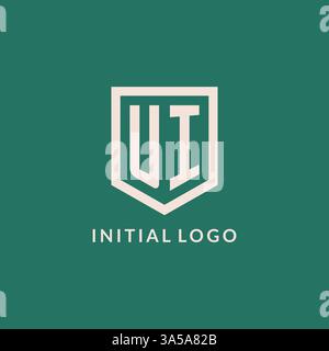 UI initial logo monogram shield geometric shape design vector graphic Stock Vector