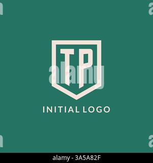 TP initial logo monogram shield geometric shape design vector graphic Stock Vector
