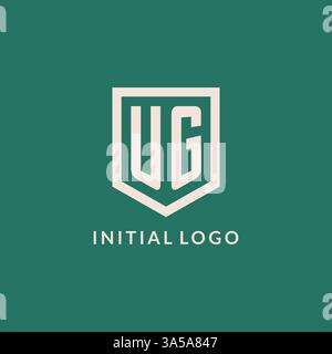 UG initial logo monogram shield geometric shape design vector graphic Stock Vector