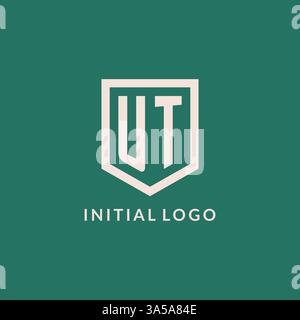 UT initial logo monogram shield geometric shape design vector graphic Stock Vector