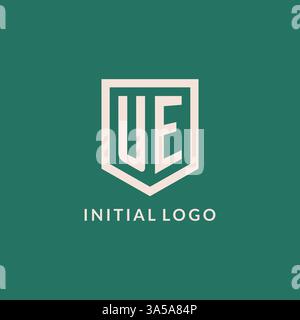UE initial logo monogram shield geometric shape design vector graphic Stock Vector