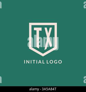 TX initial logo monogram shield geometric shape design vector graphic Stock Vector