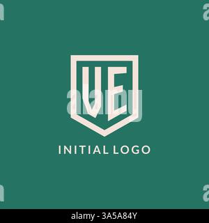 VE initial logo monogram shield geometric shape design vector graphic Stock Vector