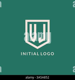 VJ initial logo monogram shield geometric shape design vector graphic Stock Vector