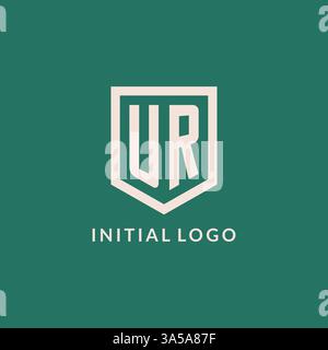 UR initial logo monogram shield geometric shape design vector graphic Stock Vector