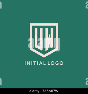 UW initial logo monogram shield geometric shape design vector graphic Stock Vector