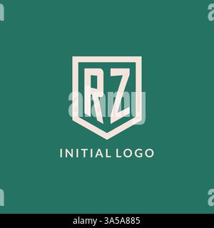 RZ initial logo monogram shield geometric shape design vector graphic Stock Vector