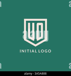 UO initial logo monogram shield geometric shape design vector graphic Stock Vector