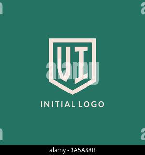 VI initial logo monogram shield geometric shape design vector graphic Stock Vector
