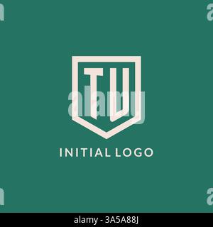 TU initial logo monogram shield geometric shape design vector graphic Stock Vector