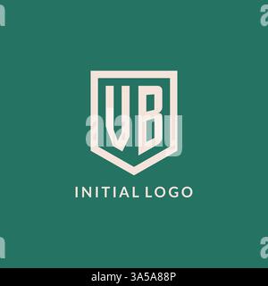 VB initial logo monogram shield geometric shape design vector graphic Stock Vector