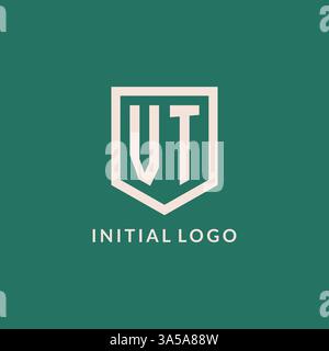 VT initial logo monogram shield geometric shape design vector graphic Stock Vector