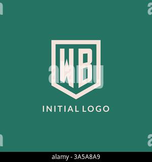 WB initial logo monogram shield geometric shape design vector graphic Stock Vector