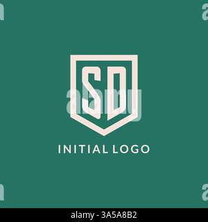 SD initial logo monogram shield geometric shape design vector graphic Stock Vector