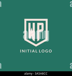 WP initial logo monogram shield geometric shape design vector graphic Stock Vector