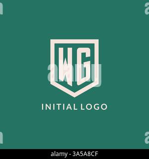 WG initial logo monogram shield geometric shape design vector graphic Stock Vector